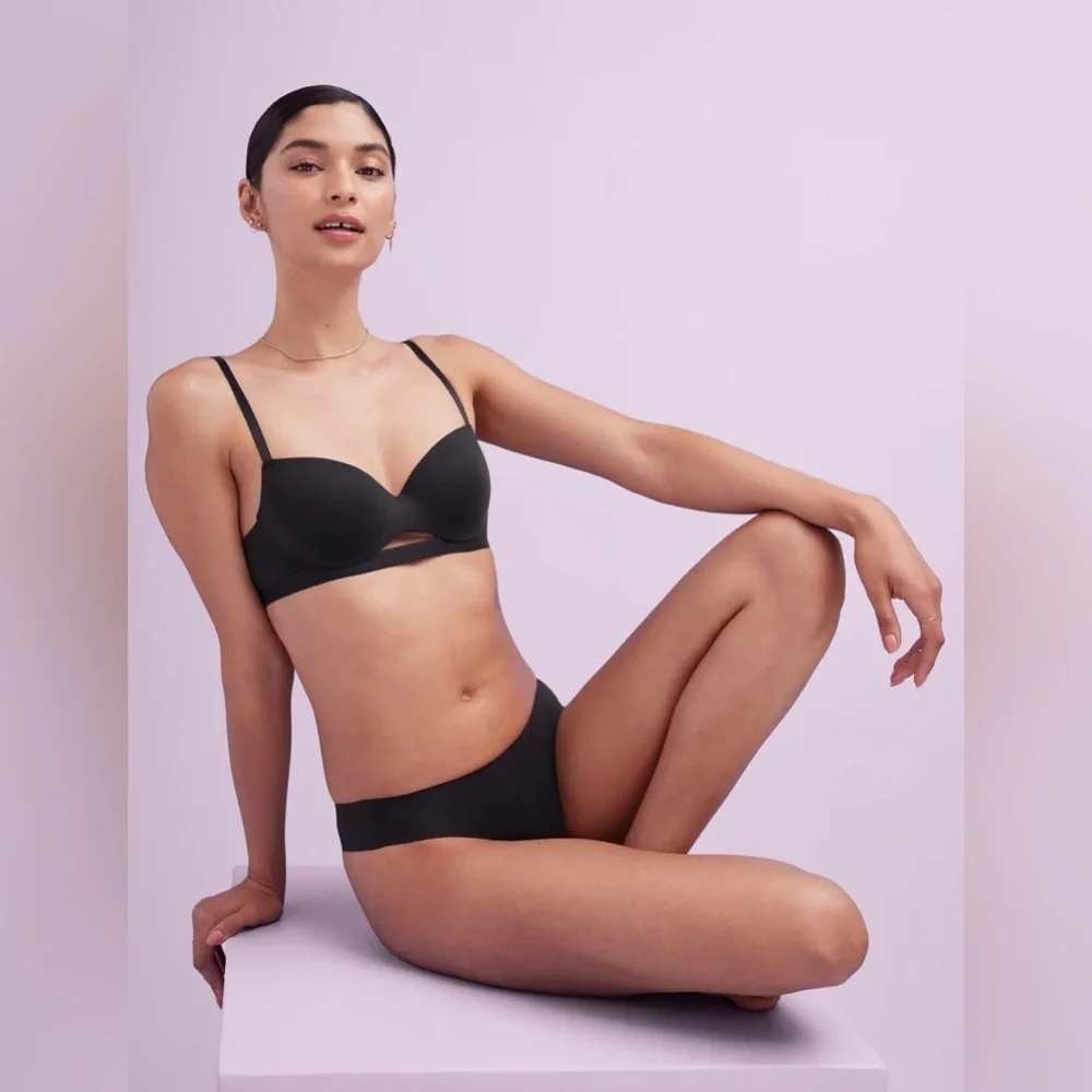 ThirdLove 24/7 Pima Cotton T-Shirt Bra Black Size 38D Underwire Keyhole Cutout